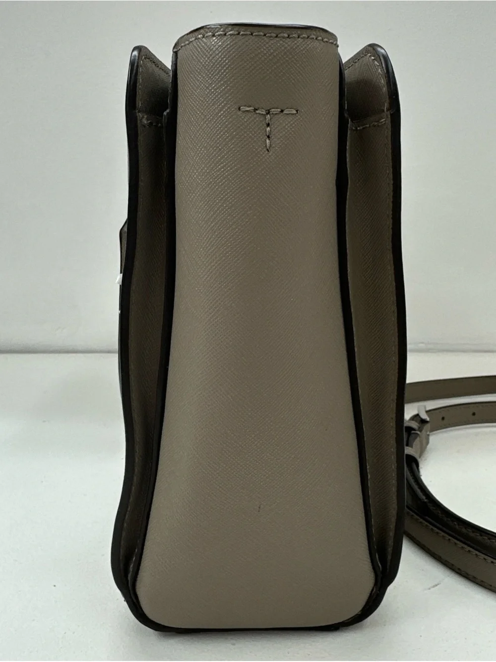 Tory Burch Olive Taupe Leather Tote with Charm